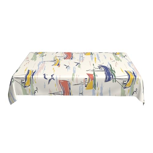 Tischdecke in Leinenoptik, 152 X 228 cm, Rechteckig, Bedrucktes Muster, Wasserdicht, PVC, für Elegante Esszimmer Colorful 90in von ZALXOZYL