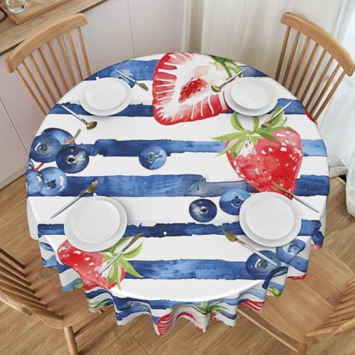Wiederverwendbare Runde Tischdecke, 152,4 cm, Wasserdicht, Spitzendesign, Cartoon-Obst-Stil, für Zuhause, Esszimmer, Konferenzen, Schmutzabweisend, Maschinenwaschbar, Weich Color 60 In von ZALXOZYL