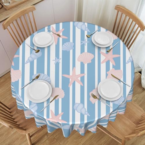 ZALXOZYL Runde Spitzentischdecke, 152,4 cm, Meereslebewesen-Muster, Wasserabweisend, Schmutzabweisend, für Formelle Abendessen D Diameter 60In von ZALXOZYL