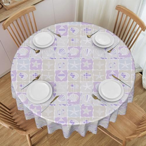 ZALXOZYL Runde Tischwäsche, 152,4 cm, Meereslebewesen-Muster, Spitzenakzent, Wasserabweisend, für Bistro-Café-Umgebung Color Diameter 60In von ZALXOZYL