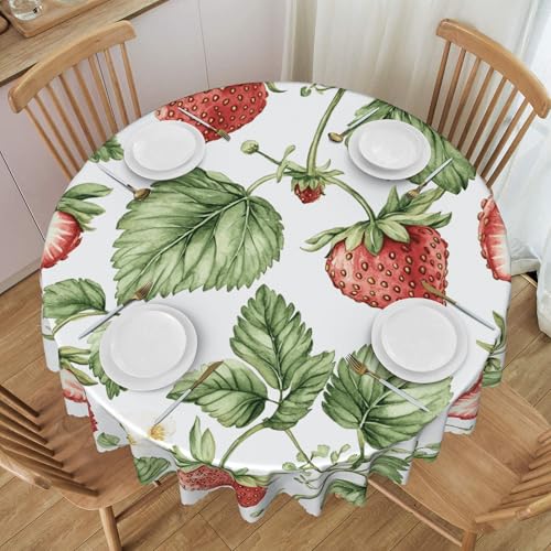 ZALXOZYL Wasserabweisende, Runde Spitzentischdecke, 152,4 cm, Wiederverwendbar, für Jubiläumsdekoration, Cartoon-Obst-Stil Colorful 60 In von ZALXOZYL