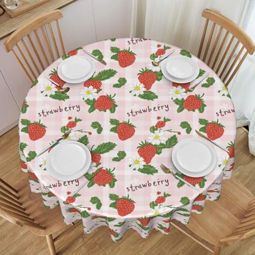 ZALXOZYL Wiederverwendbare Runde Spitzentischdecke, 152,4 cm, Wasserdicht, Cartoon-Obst-Stil, für Hochzeitsdekoration, Schmutzabweisend, Waschbar, Weich, für Drinnen und Draußen Color 60 In von ZALXOZYL
