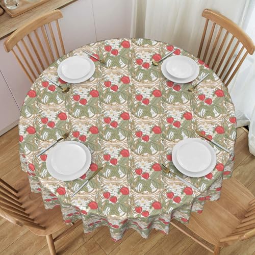 wasserdichte, Runde Tischdecke, 152,4 cm, Elegante Spitze, Cartoon-Obst-Stil, für Partys, Picknicks, Auslaufsicher, Maschinenwaschbar, Langlebig, für Den Innen- und Außenbereich F 60 In von ZALXOZYL