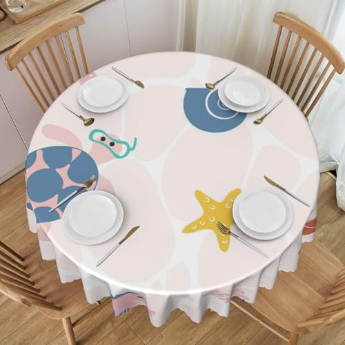wasserdichte, Runde Tischdecke, 152,4 cm, Meereslebewesen-Muster, Spitzendesign, für Garten, Teeparty, Tischdekoration B Diameter 60In von ZALXOZYL