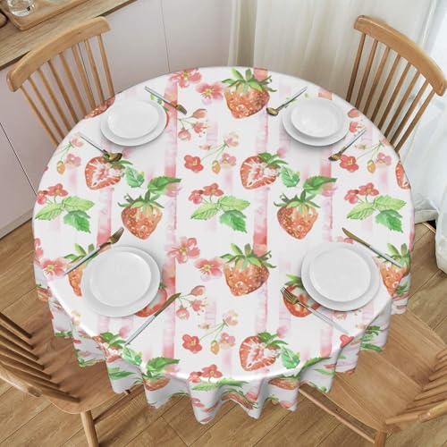 wasserdichte, Runde Tischdecke, 152,4 cm, Wiederverwendbar, Spitzenbesatz, Auslaufsicher, für Café-Dekor, Cartoon-Obst-Stil Colorful 60 In von ZALXOZYL