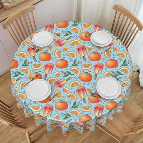 wasserdichte, Runde Tischdecke Mit Spitzenrand, 152 cm, für Picknick- Und Gartenparty-Tische, Obstmuster, Schnelltrocknend Colorful 60 In von ZALXOZYL