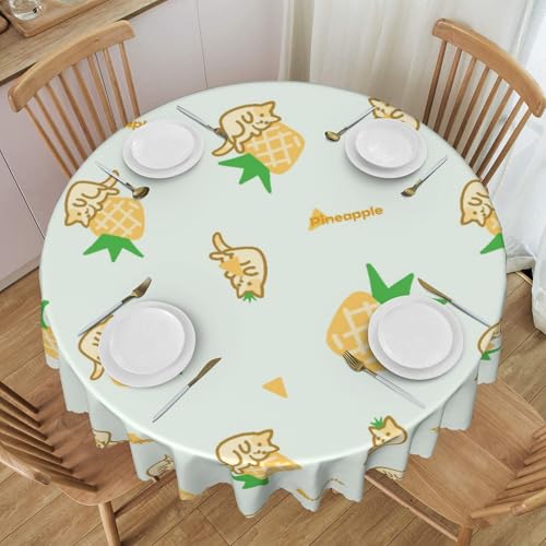 wasserdichte 60 Zoll Runde Tischdecke Mit Spitzenbesatz für Bankettsaal, Cartoon-Obst-Muster, Eleganter Schutz Colorful 60 In von ZALXOZYL