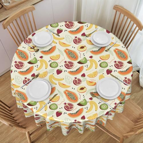 wasserdichte 60 Zoll Runde Tischdecke Mit Spitzenbesatz für Bankettsaal, Obstmuster-Design, Eleganter Schutz A 60 In von ZALXOZYL
