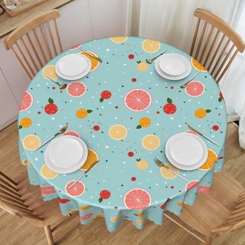wasserdichte 60 Zoll Runde Tischdecke Mit Spitzenbesatz für Bankettsaal, Obstmuster-Design, Eleganter Schutz D 60 In von ZALXOZYL