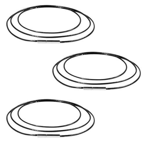 ZAMXHUG 3pcs Kunstleder Halskette - Armband Schwarz geflochten Lederkette Lederband 2mm breit Damen Herren Kette für Anhänger mit Edelstahl Verschluss (50cm) von ZAMXHUG