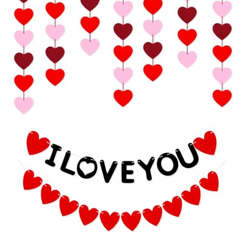 ZAMXHUG 8PCS Liebe Herz Girlande - Rot Rosa Valentinstag Dekoration, Girlande doppelt in rot mit hängendem Herz Girlande für Geburtstag, Valentinstag Dekoration, Jubiläum ZAMXHUG 8PCS Liebe Herz Girlande - Rot Rosa Valentinstag Dekoration, Girlande doppelt in rot mit hängendem Herz Girlande für Geburtstag, Valentinstag Dekoration, Jubiläum von ZAMXHUG
