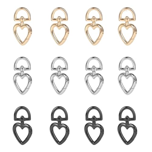 ZAMXHUG Herz Karabinerhaken Schlüsselanhänger - 12 pcs Metall Karabinerhaken Hummer Schlüsselanhänger mit D Ring,Schlüsselanhänger Haken 360°Drehbar, Karabiner Schlüsselanhänger Basteln für DIY Tasche ZAMXHUG Herz Karabinerhaken Schlüsselanhänger - 12 pcs Metall Karabinerhaken Hummer Schlüsselanhänger mit D Ring,Schlüsselanhänger Haken 360°Drehbar, Karabiner Schlüsselanhänger Basteln für DIY Tasche von ZAMXHUG