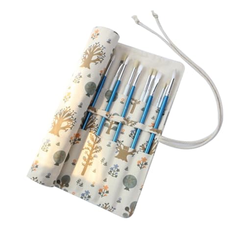 ZAMXHUG pinseltasche künstler - 1pcs 20 Fächern Aufrollen Leinwand Pinseltasche Federmäppchen Pinsel Etui Aufbewahrungstasche Stifterolle für Zeichenstift Aquarell Ölpinsel Beutel, 15 Zoll(Bäume) von ZAMXHUG