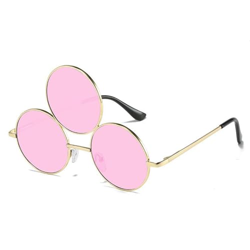 ZANGWAGRU Bunte Runde Drei Rahmenbrillen Teenager Weihnachtsfest Photo Brille Party Drei Frame Farblinsen Brille von ZANGWAGRU