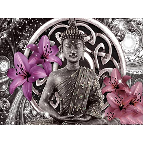 ZANHOG Diamond Painting 5D, Buddha-Orchidee(60x80cm) Diamant Painting Bilder Stickerei Kreuzstich Leinwand Mosaik Diamant Malerei Kits für Erwachsene Kinder Wohnzimmer Schlafzimmer Büro Wand Dekor von ZANHOG