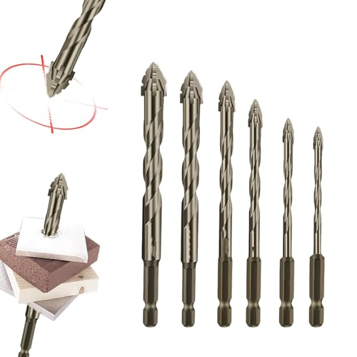 ZANWANXIN New Four-Flute Sawtooth Eccentric Drill Bit, Strong Magnetic Durability Screwdriver Drill Bit Set, High Hardness Sawtooth Skewed Head for Metal, Stone, Glass, Concrete (4+5+6+8+10+12mm) von ZANWANXIN