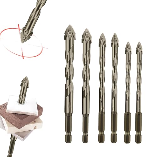 ZANWANXIN New Four-Flute Sawtooth Eccentric Drill Bit, Strong Magnetic Durability Screwdriver Drill Bit Set, High Hardness Sawtooth Skewed Head for Metal, Stone, Glass, Concrete (6+6+8+8+10+12mm) von ZANWANXIN