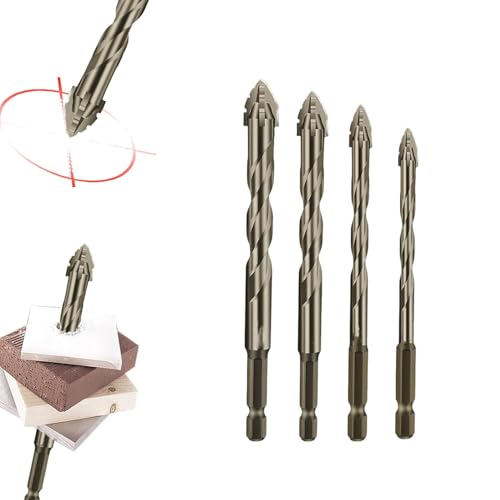 ZANWANXIN New Four-Flute Sawtooth Eccentric Drill Bit, Strong Magnetic Durability Screwdriver Drill Bit Set, High Hardness Sawtooth Skewed Head for Metal, Stone, Glass, Concrete (6+8+10+12mm) von ZANWANXIN