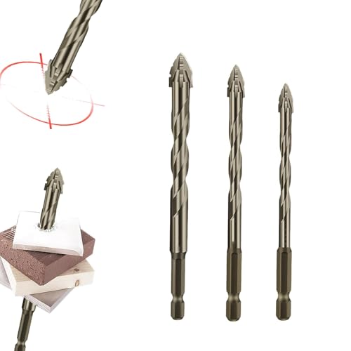 ZANWANXIN New Four-Flute Sawtooth Eccentric Drill Bit, Strong Magnetic Durability Screwdriver Drill Bit Set, High Hardness Sawtooth Skewed Head for Metal, Stone, Glass, Concrete (6+8+10mm) von ZANWANXIN