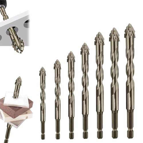 ZANWANXIN Presencte New Four-Flute Sawtooth Eccentric Drill Bit Set, Four Blade Serrated Eccentric Drill Bits, 4 Blade Serrated Eccentric Drill Bits (3+4+5+6+8+10+12) von ZANWANXIN