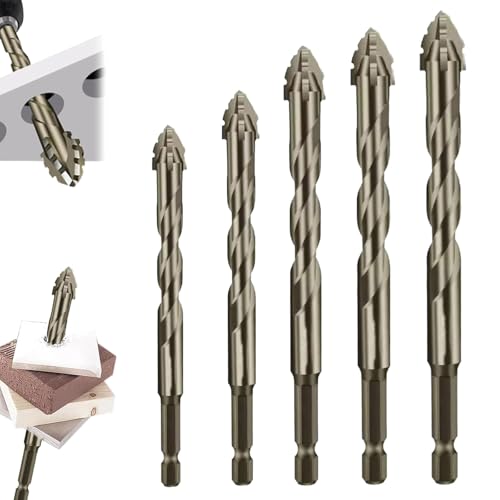 ZANWANXIN Presencte New Four-Flute Sawtooth Eccentric Drill Bit Set, Four Blade Serrated Eccentric Drill Bits, 4 Blade Serrated Eccentric Drill Bits (5+6+8+10+12) von ZANWANXIN