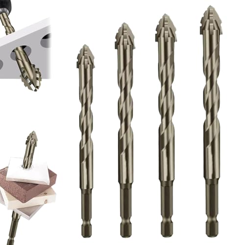 ZANWANXIN Presencte New Four-Flute Sawtooth Eccentric Drill Bit Set, Four Blade Serrated Eccentric Drill Bits, 4 Blade Serrated Eccentric Drill Bits (6+8+10+12) von ZANWANXIN