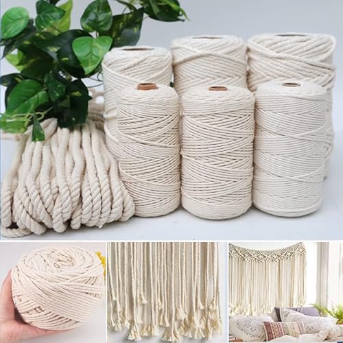 ZANZER 10–400 m 1/2/3/4/5/6 mm Makramee-Seil, gedrehte Schnur, Baumwollschnur, natürliches Baumwollseil, Bastelschnur für DIY, Basteln, Stricken, Hochzeit ZANZER 10–400 m 1/2/3/4/5/6 mm Makramee-Seil, gedrehte Schnur, Baumwollschnur, natürliches Baumwollseil, Bastelschnur für DIY, Basteln, Stricken, Hochzeit von ZANZER