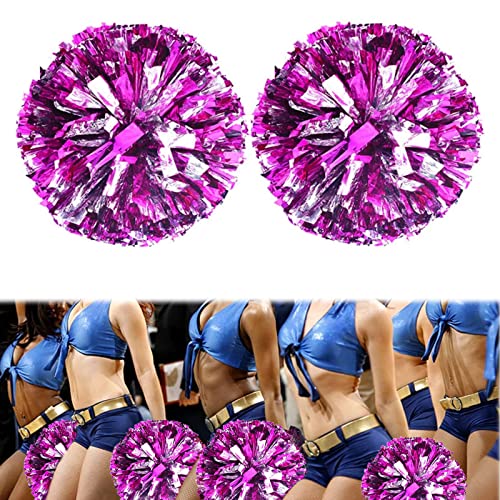Cheerleading Pompoms - 2 Stück Metallfolie Cheerleading Pom Poms - Cheerleader Bunte Pompons Handblume,für Sport Cheers, Tanz Abendkleid Nachtparty Tänze, Karnevalspartys Verwendet von ZARADU