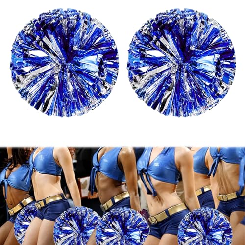 Cheerleading Pompoms - 2 Stück Metallfolie Cheerleading Pom Poms - Cheerleader Bunte Pompons Handblume,für Sport Cheers, Tanz Abendkleid Nachtparty Tänze, Karnevalspartys Verwendet von ZARADU