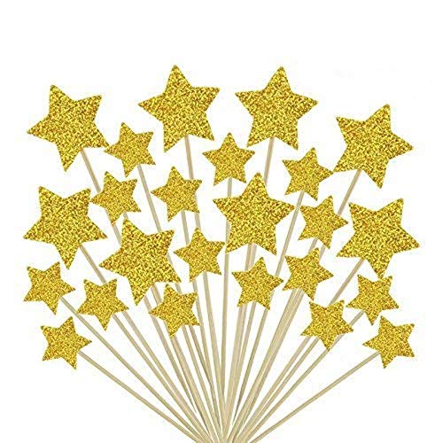 ZARRS Kuchendekoration, 50 Stück, Stäbchen, Cupcake-Topper, mit Stern, für Hochzeiten, Geburtstage, Partys, Obstspieße, Lebensmittel, Baguette, Gold, 9,2 cm ZARRS Kuchendekoration, 50 Stück, Stäbchen, Cupcake-Topper, mit Stern, für Hochzeiten, Geburtstage, Partys, Obstspieße, Lebensmittel, Baguette, Gold, 9,2 cm von ZARRS