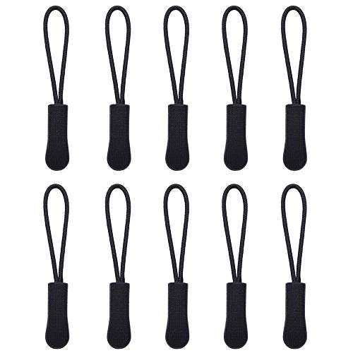 Reißverschlußanhänger,50 Pack Reißverschluss Verlängerung Zip Puller Reißverschlussverlängerung für Rucksack Schulranzen Kleidung Sportswear Nylon Schwarz von ZARRS