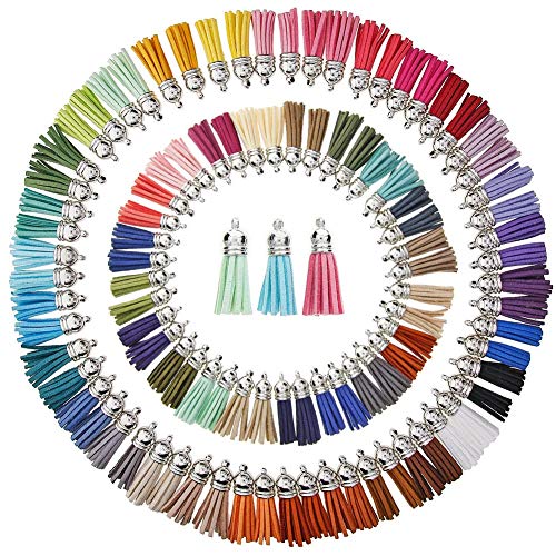 ZARRS Troddel Anhänger,100er Leder Quaste Bunt Mini Quasten mit Silber Kappe Schlüsselanhänger Kette für Tasche Schmuck Basteln Kettenriemen DIY Zubehör Dekoration 38mm ZARRS Troddel Anhänger,100er Leder Quaste Bunt Mini Quasten mit Silber Kappe Schlüsselanhänger Kette für Tasche Schmuck Basteln Kettenriemen DIY Zubehör Dekoration 38mm von ZARRS