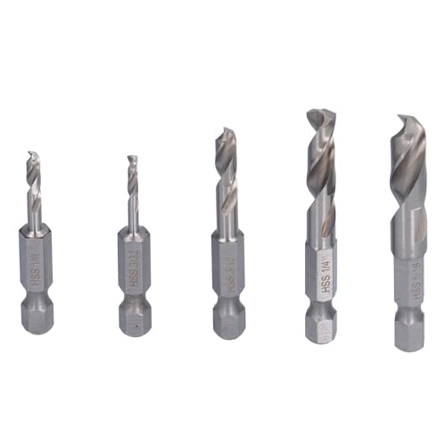 Präzisions Hochgeschwindigkeits -Stahlbohrer -Bits mit Hex -Schaft für Verbesserte Bearbeitung und Vielseitigkeit - Langlebige 5 -teilige Hex -Bohrer für Holzbearbeitung und Metall von ZASCHMOY