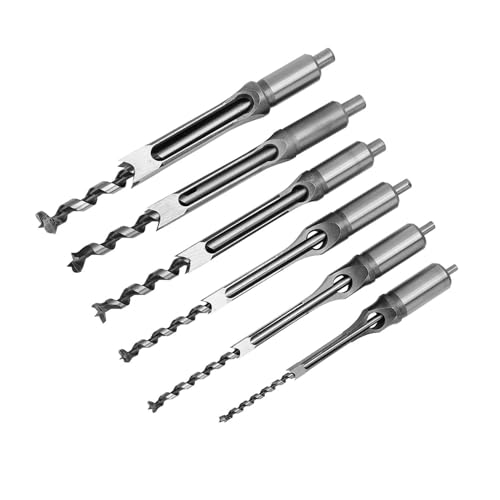 Premium Hohe Härtequadrat -Loch -Säge Bohrbit Set für Holzbearbeitung - Wärme Behandelter Stahl mit Verlängertem Kern - Zum Sterben von Meißelaufgaben - 6pc Vielseitiger Pack für von ZASCHMOY