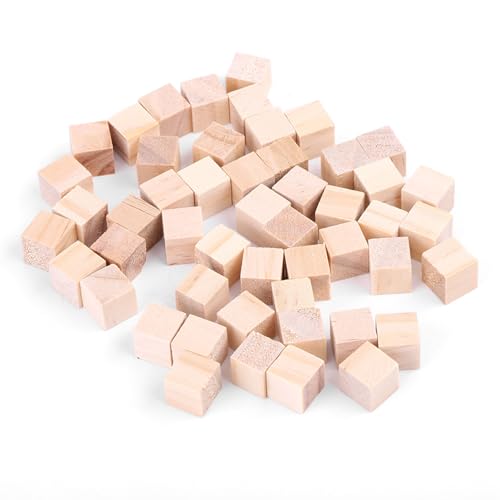 Vielseitige 10-mm-natürliche Holzblöcke für Handwerks- und DIY-Projekte 50-teiliges Set mit Glatten Oberfläche für Handgefertigte Holzfahrzeuge und Kreative Wohnkultur (10 mm (50 Stück)) (20 mm (20 von ZASCHMOY