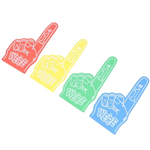 ZASCHMOY Cheer Foam Finger Sport Fan Gear - 4PCS -Set für Sportveranstaltungen Leichte EVA Schaumfinger Cheerleading Requisiten Partyversorgungen in Rot, Blau, Gelb, Grün ZASCHMOY Cheer Foam Finger Sport Fan Gear - 4PCS -Set für Sportveranstaltungen Leichte EVA Schaumfinger Cheerleading Requisiten Partyversorgungen in Rot, Blau, Gelb, Grün von ZASCHMOY