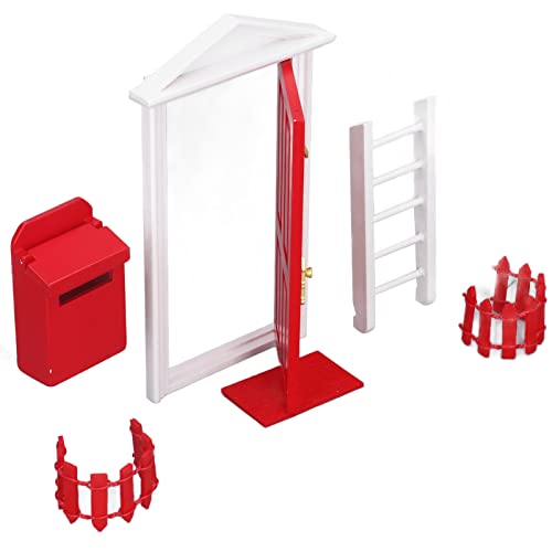 ZASCHMOY Exquisite Mini -Holztür mit Lebhaften Details und Gesättigte Farbe für 1:12 Puppenhaus - Red Tiny Holy Tooth Feenytür (Rot) von ZASCHMOY