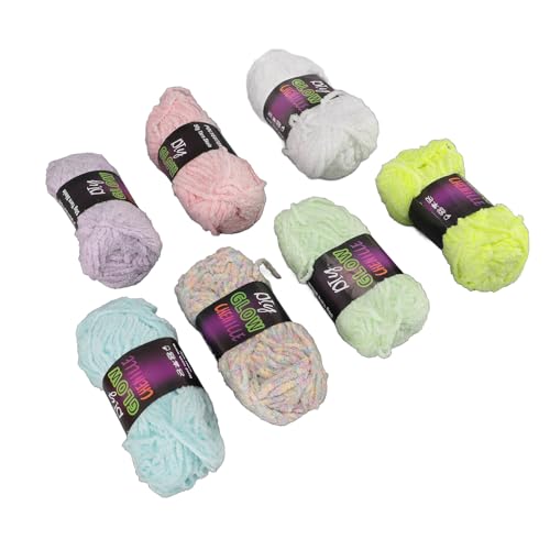 ZASCHMOY Luminöses Häkelgarn 3 Mm Dicke für Mehrfarbige Stricken und Häkeln - Weiche 7pcs DIY -Garn Set für Kleidung, Spielzeug und Accessoires von ZASCHMOY