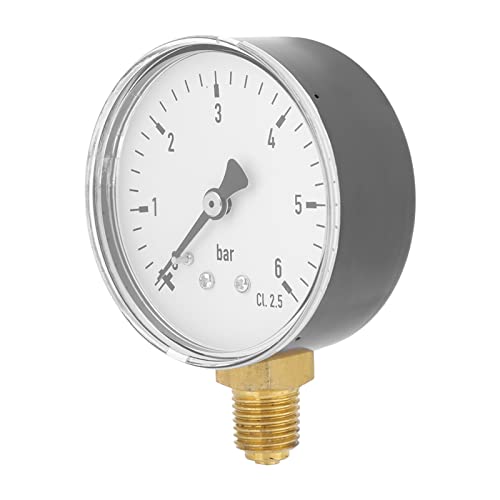 Zuverlässige Lufthydraulik -Druckanzeige mit 1/4 "NPT -Anschluss - Genauige Seitenmontage -Manometer für 0-6 -bar -Mess von ZASCHMOY