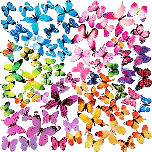 120 Stück Schmetterling-Wandaufkleber, 3D-Schmetterling-Dekor für Wand, abnehmbare Wandsticker für Heimdekoration, Kinderzimmer, Schlafzimmer, Dekor, DIY Kunst von ZAUGONTW