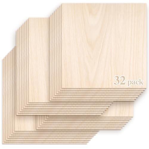 Balsaholzplatten, 32 Stück, Sperrholzplatten, Lindenholzplatten, 30,5 x 30,5 x 0,5 cm, unlackierte Holzbretter, Rohlinge zum Gravieren, Brennen, Basteln, Architekturmodellbau Balsaholzplatten, 32 Stück, Sperrholzplatten, Lindenholzplatten, 30,5 x 30,5 x 0,5 cm, unlackierte Holzbretter, Rohlinge zum Gravieren, Brennen, Basteln, Architekturmodellbau von ZAUGONTW