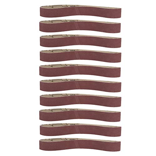 ZAWELIYO 10 Stück Aluminiumoxid-Schleifband 533 Mm X 30 Mm mit Gleichmäßiger Abriebfestigkeit, Geeignet für die Metallurgie (1000# Flachanschluss) von ZAWELIYO