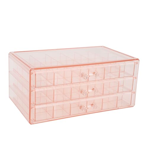 ZAWELIYO 3 Layer -Schmuck Organizer, 72 Cell Clear Clear Acryl -Schmuckschatulle, Ohrring- und Halskette -Display -Hülle für die Lagerung zu Hause, Boutique Show (Rosa) von ZAWELIYO