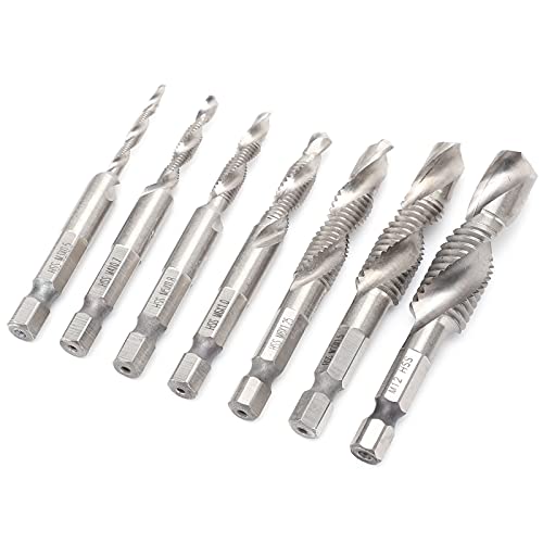 Zaweliyo 7PCS HSS Drill & Tap Combo-Set, 1/4 Hex Shank M3-12 Spiralflöten-Kit für Metall/Kunststoff/Aluminium Zaweliyo 7PCS HSS Drill & Tap Combo-Set, 1/4 Hex Shank M3-12 Spiralflöten-Kit für Metall/Kunststoff/Aluminium von ZAWELIYO