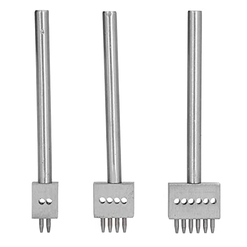 Zaweliyo Kohlenstoffstahlkrallen -Leder -Stanzwerkzeug (Stanzwerkzeug) für 2, 4, 6 Mm Abstand, Lederhandwerkskits mit Glattem Griff (Zahnstech 4 mm) von ZAWELIYO
