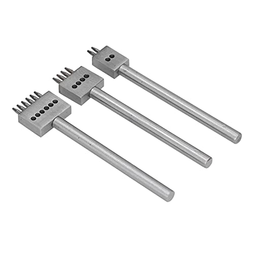 Zaweliyo Kohlenstoffstahlkrallen -Leder -Stanzwerkzeug (Stanzwerkzeug) für 2, 4, 6 Mm Abstand, Lederhandwerkskits mit Glattem Griff (Zahnstech 5 mm) von ZAWELIYO