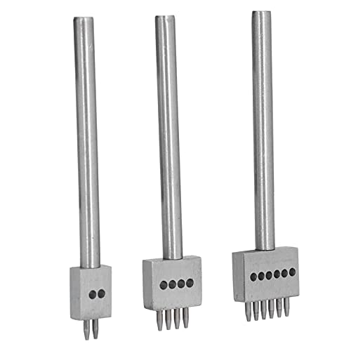 Zaweliyo Kohlenstoffstahlkrallen -Leder -Stanzwerkzeug (Stanzwerkzeug) für 2, 4, 6 Mm Abstand, Lederhandwerkskits mit Glattem Griff (Zahnstech 6 mm) von ZAWELIYO