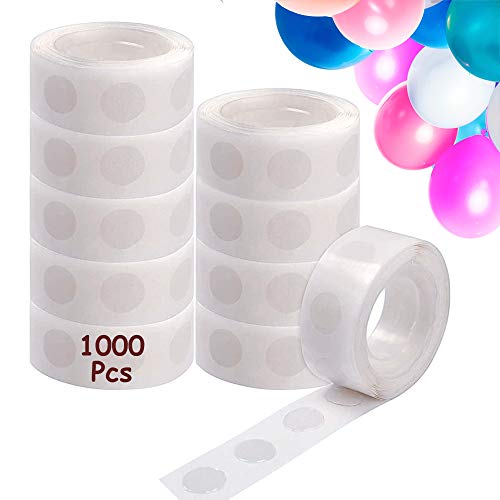 1000 Stück Doppelseitig Klebepunkte Transparent, ZAWTR Luftballons Klebeband Kleber Punkte Aufkleber, Ballon Klebepunkte für DIY Handwerk Hochzeit Geburtstag Party Ballons Deko (10 Rollen) von ZAWTR