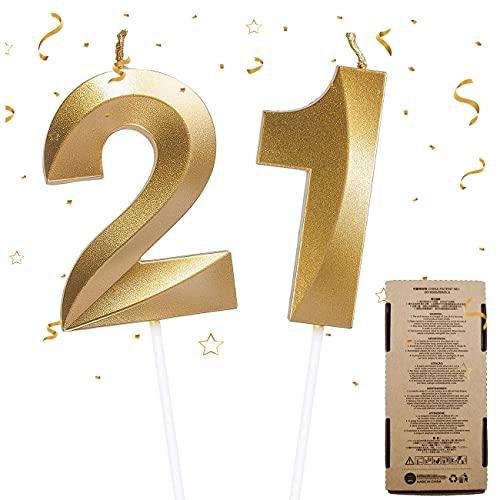 Geburtstag Zahl Kerzen, Zahlenkerze 2 & 1 Glitzer Cake Topper Happy Birthday Gold Geburtstagskerzen Kuchen Deko, Nummer Kerzen 21 Geburtstag Kerzen Kuchen Topper für Hochzeit Jahrestag Party Feier Geburtstag Zahl Kerzen, Zahlenkerze 2 & 1 Glitzer Cake Topper Happy Birthday Gold Geburtstagskerzen Kuchen Deko, Nummer Kerzen 21 Geburtstag Kerzen Kuchen Topper für Hochzeit Jahrestag Party Feier von ZAWTR