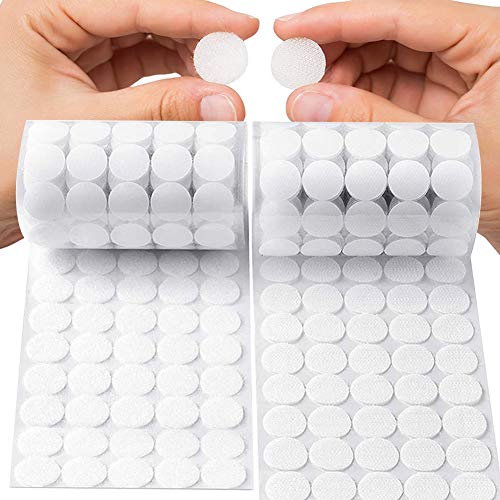ZAWTR Klettpunkte Selbstklebend 20mm, 500 Stück Self Adhesive Klett Klebe Punkte Klettverschluss, Stark Klebend Klettband Klettbänder für Handwerk auf Papier, Kunststoff, Glas, Leder, Metall (Weiß) von ZAWTR